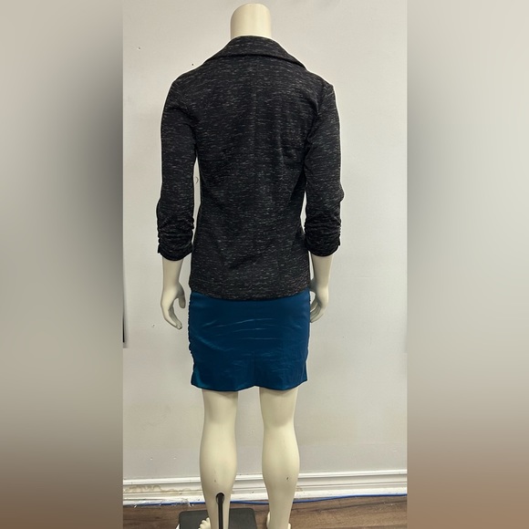 SOHO BLACK AND GRAY ONE BUTTON CLOSURE BLAZER RUCHED THREE QUARTERS SLEEVES S - Picture 6 of 7